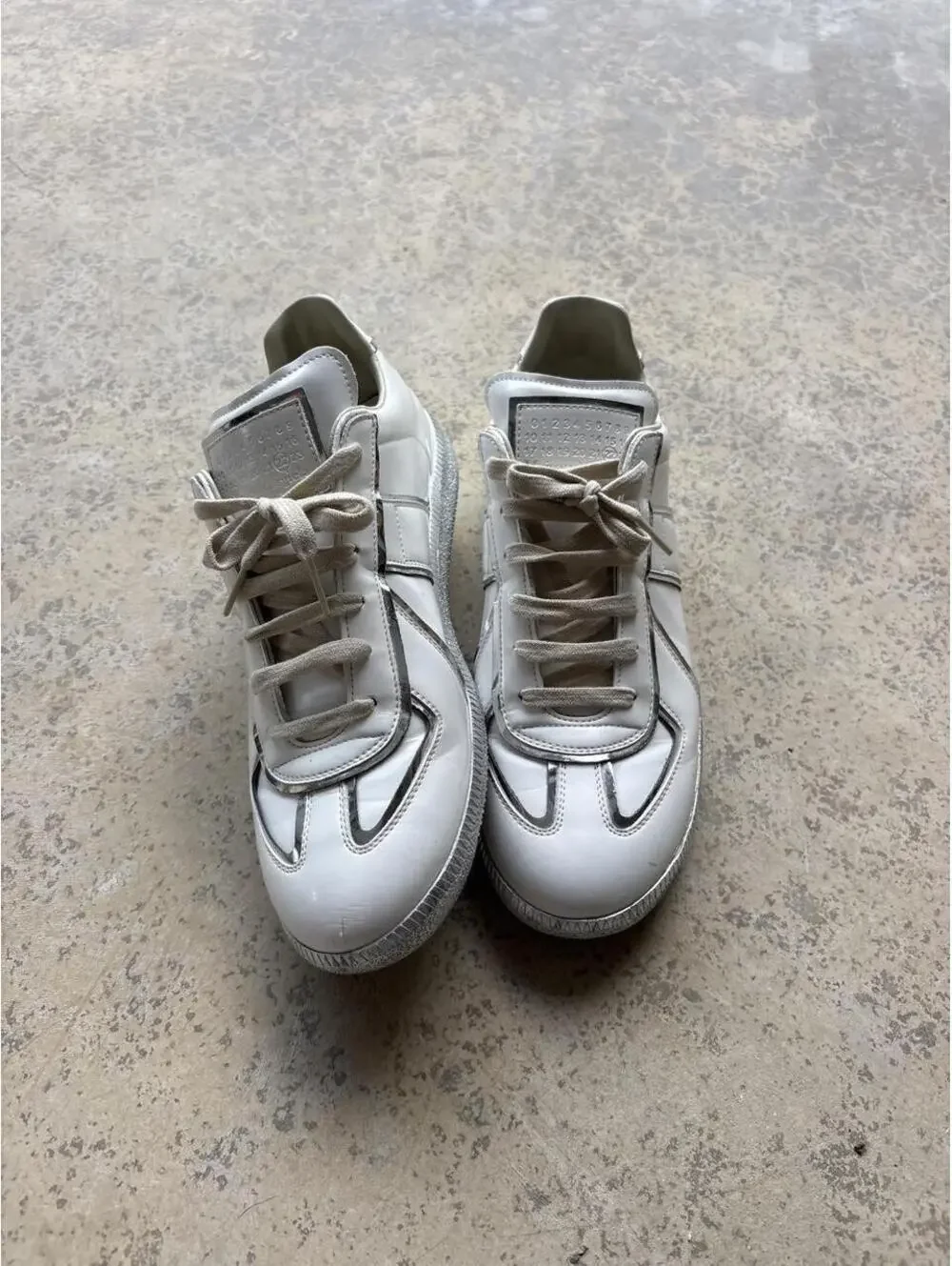 Maison Margiela Men's White and Silver Trainer